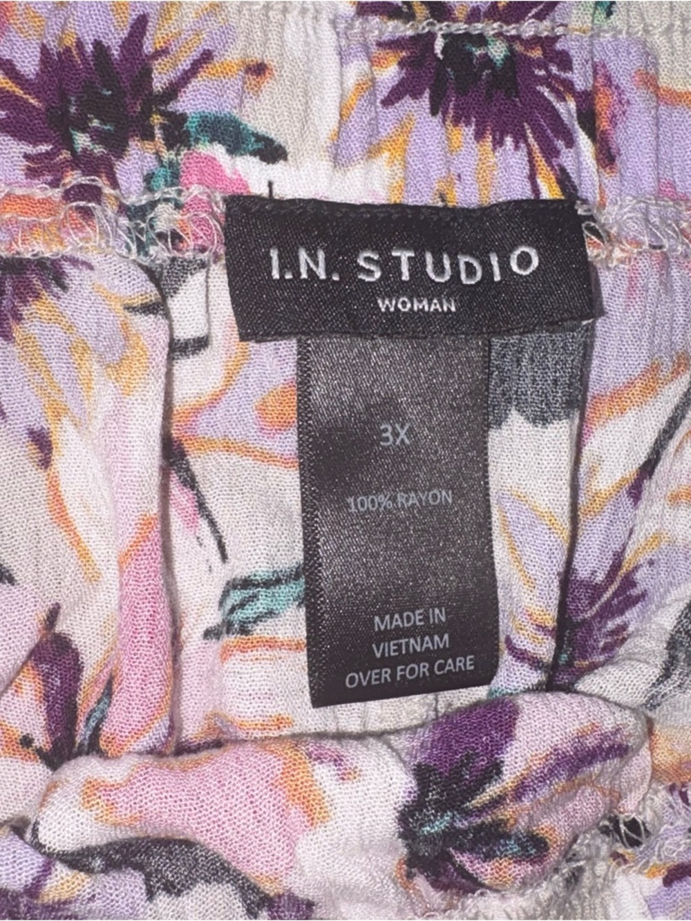 3x in studio tropical Floral A-Line Skirt layered ruffle hem, Pink Multi - Picture 2 of 3